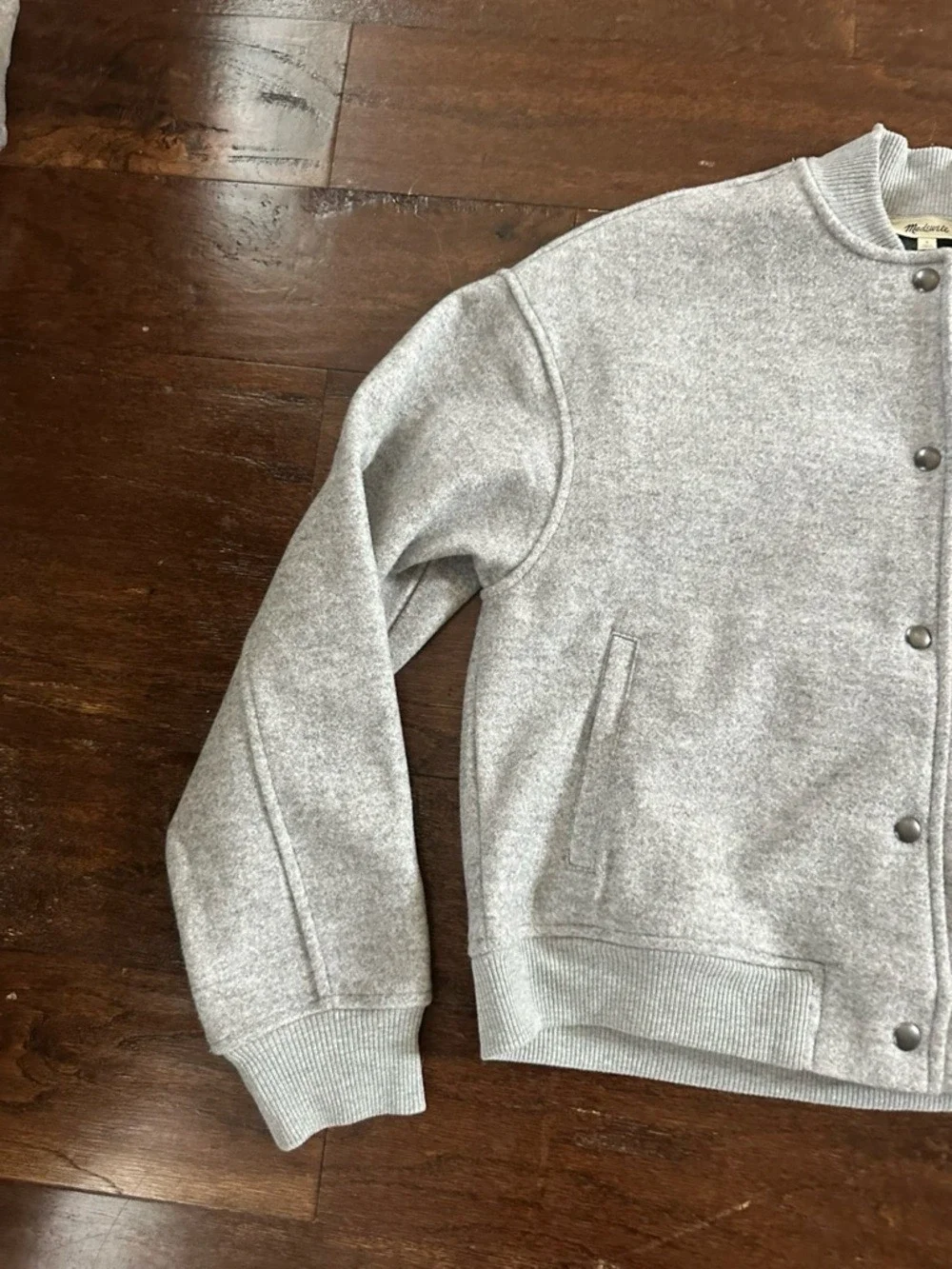 Madewell-Snap Front Bomber Jacket size Small Grey-like new - Picture 9 of 14